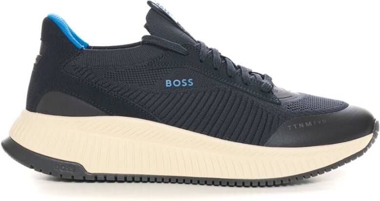 Boss High-top sneaker met zijlogo Blue Heren