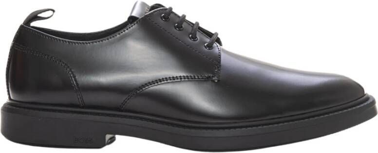 Boss Leren schoenen geborsteld leer antislip rubberen zool Black Heren