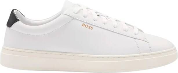 Boss Leren Sneakers met Contrast Hiel Beige Heren