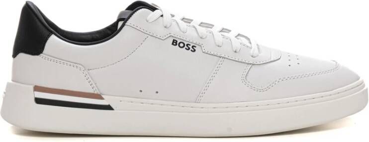 Boss Leren sneakers met veters White Heren