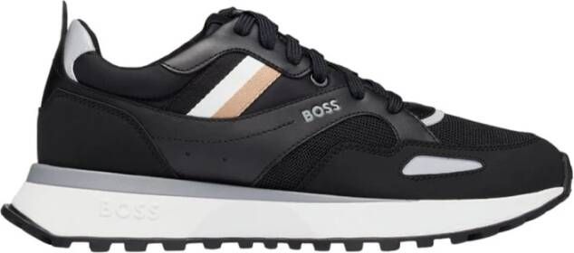 Boss Stijlvolle Sneakers met Logo en Vetersluiting Black Heren