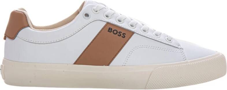 Boss Suede Low Sneaker met Retro Logo White Heren