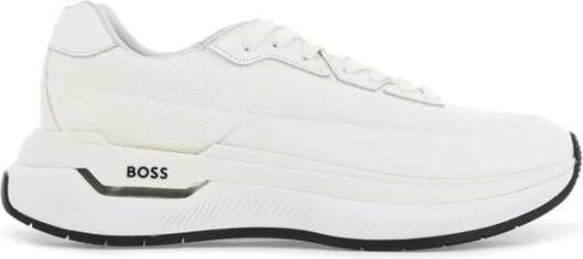 Boss Witte katoenen sneakers met klittenbandsluiting White Heren