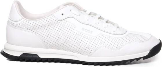 Boss Witte Lage Leren Sneakers White Heren