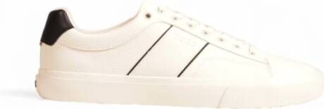 Boss Witte Leren Sneakers Rubber Zool Veters White Heren