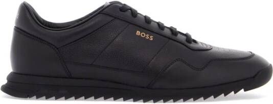 Boss Minimalistische Sneakers van Zwart Leder Black Heren