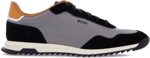 Boss Zwarte Suède Sneakers met Witte Zool Gray Heren