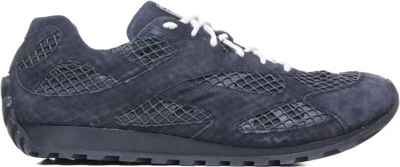 Bottega Veneta Blauwe Mesh en Suède Sneakers Blue Heren