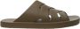 Bottega Veneta Gekruiste Band Khaki Rubber Sliders Green Heren - Thumbnail 7