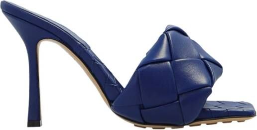 Bottega Veneta Donkerblauwe Heeled Mules met Intreccio Weave Blue Dames