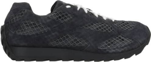 Bottega Veneta Donkergrijze Suède Lage Sneakers Black Heren