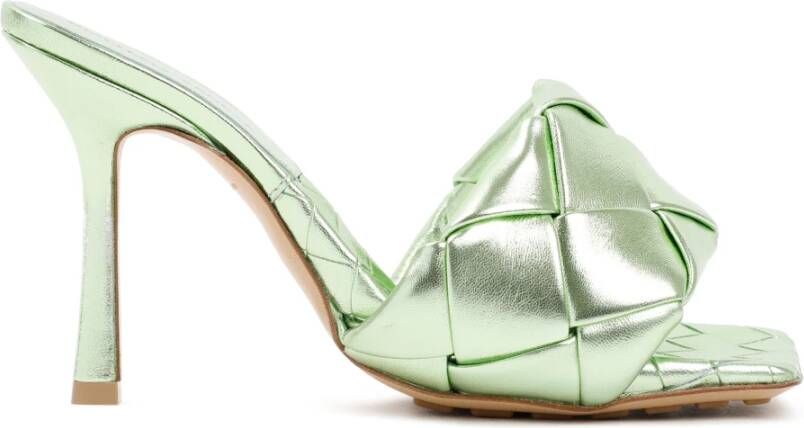 Bottega Veneta Groene Lido Sandalen Intrecciato Constructie Green Dames