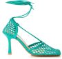 Bottega Veneta Groene Katoenen Leren Dames Sandaal Green Dames - Thumbnail 6