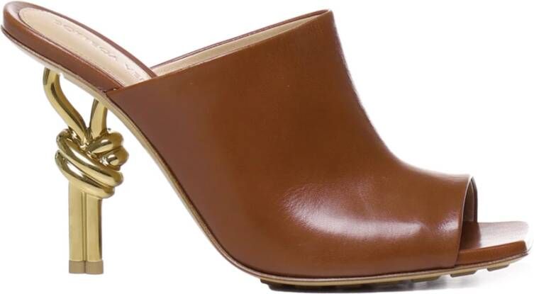 Bottega Veneta Luxe Heeled Mules in Bruin Leer Brown Dames