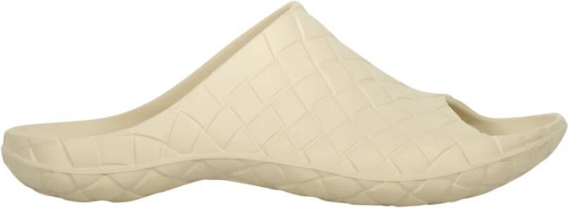 Bottega Veneta Intrecciato Rubber Slides Beige Heren