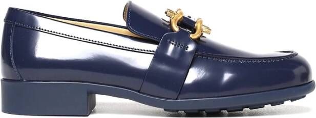 Bottega Veneta Klassieke Leren Loafer Schoen Blue Dames