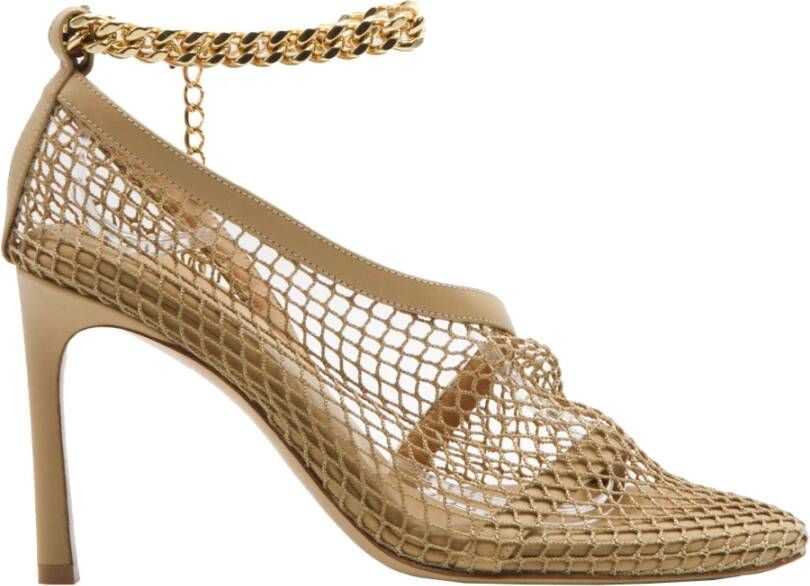 Bottega Veneta Leren en Mesh Stiletto Sandalen Beige Dames