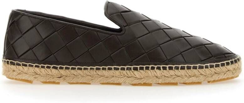 Bottega Veneta Leren Instap Espadrilles met Intreccio Motief Brown Dames