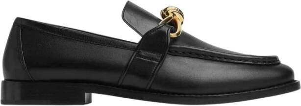 Bottega Veneta Metalen Knoop Leren Loafers Zwart Black Dames