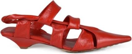 Bottega Veneta Rode Leren Puntige Sandalen Rood Dames