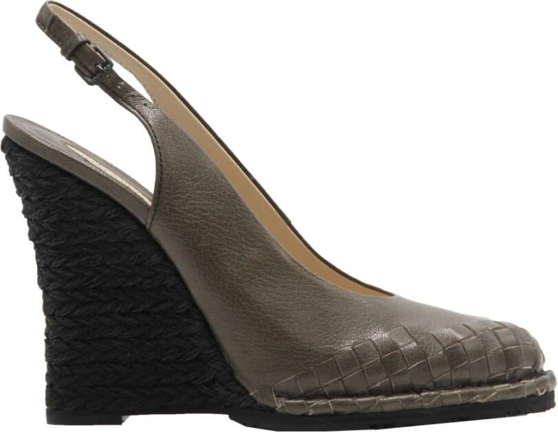 Bottega Veneta Verstelbare Band Leren Plateau Sandalen Gray Dames