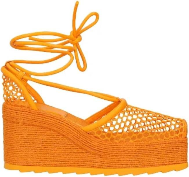 Bottega Veneta Vintage Pre-owned Leather espadrilles Orange Dames