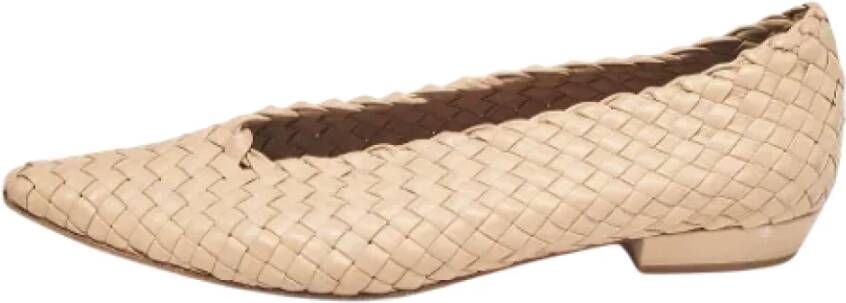 Bottega Veneta Vintage Pre-owned Leather flats Beige Dames