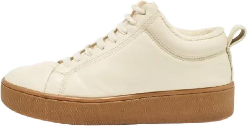 Bottega Veneta Vintage Pre-owned Leather sneakers Beige Dames