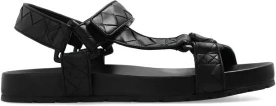 Bottega Veneta Zwarte Intrecciato Sandalen met Logo Black Heren