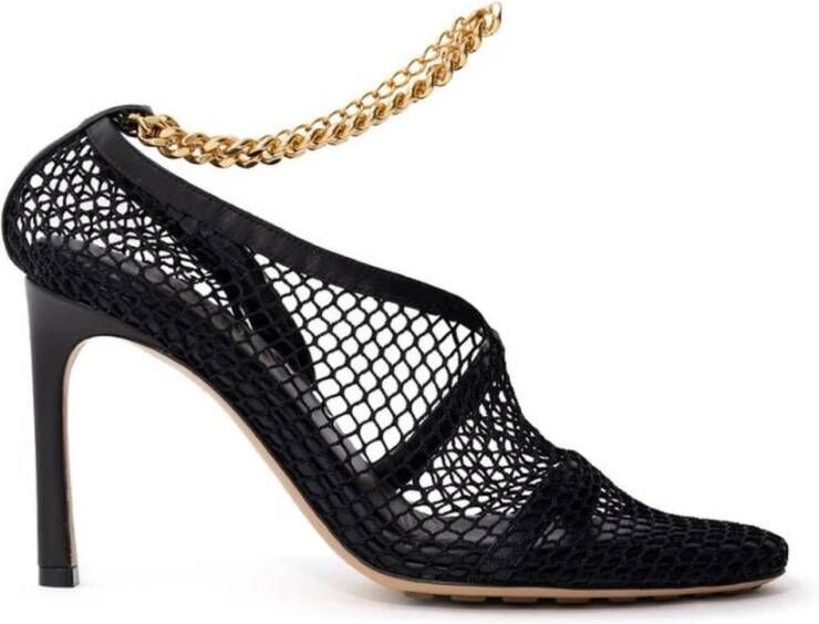 Bottega Veneta Zwarte leren enkelband sandalen Black Dames