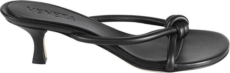 Bottega Veneta Zwarte Leren Knoop Sandalen Black Dames