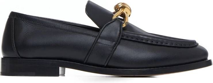 Bottega Veneta Zwarte Leren Loafers met Knoopdetail Black Dames