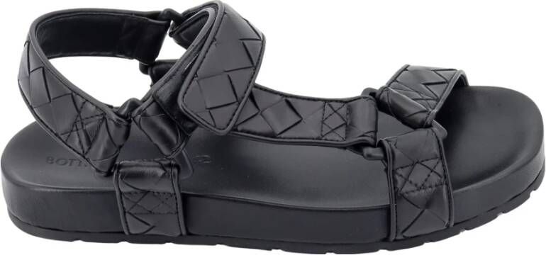 Bottega Veneta Zwarte Leren Sandalen met Verstelbare Band Black Heren