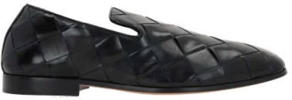 Bottega Veneta Zwarte leren slipper met Intrecciato motief Black Heren