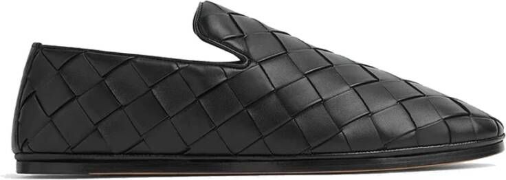 Bottega Veneta Zwarte Leren Zondagsslippers Black Heren