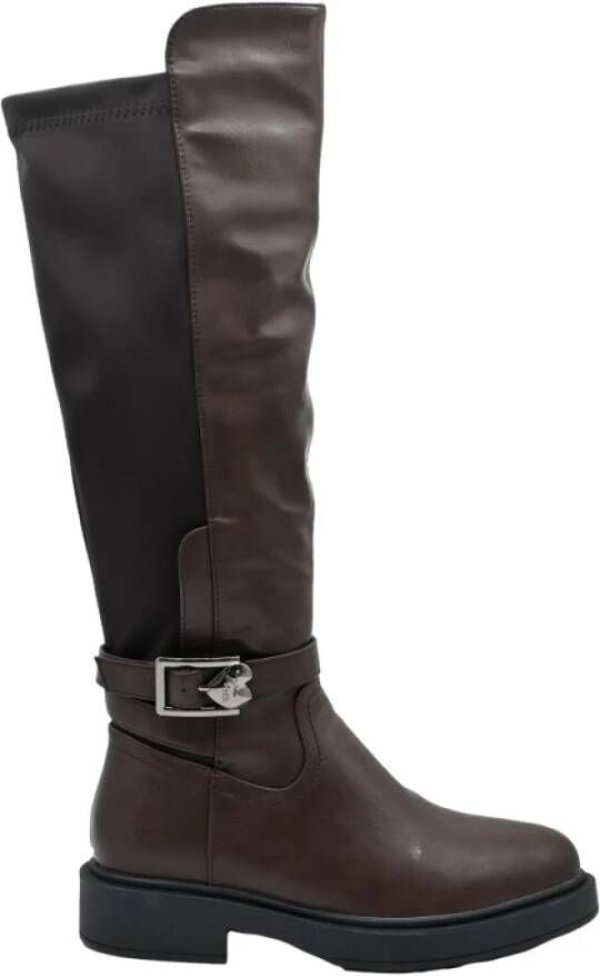 Braccialini Kalf Lycra Zwarte Laarzen Brown Dames