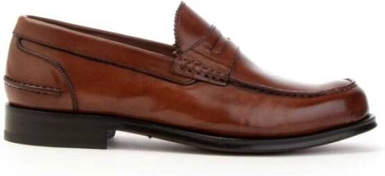 Brecos College Stijl Leren Loafer Schoenen Brown Heren