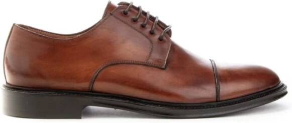 Brecos Handgemaakte Leren Derby Schoenen Brown Heren