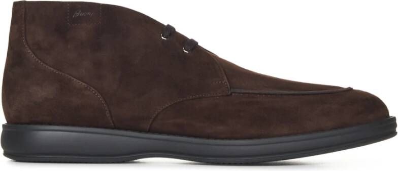 Brioni Koffie Leren Veterschoenen Brown Heren