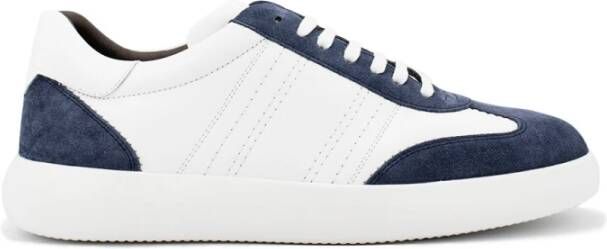 Brioni Sapphire Witte Leren Sneakers White Heren