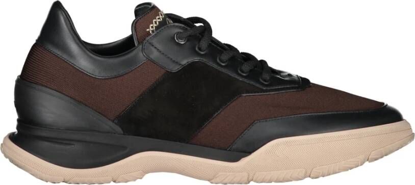 Brioni Suède Inzet Leren Sneakers Brown Heren