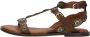 Bronx Bruine Leren Sandalen met Gouden Details Brown Dames - Thumbnail 3