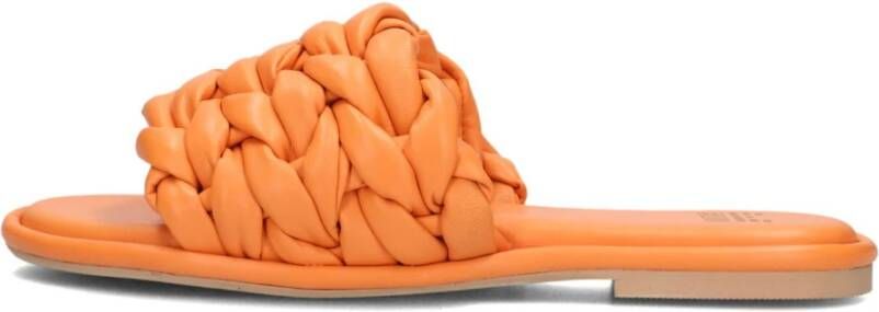 Bronx Gevlochten Band Leren Slippers Orange Dames