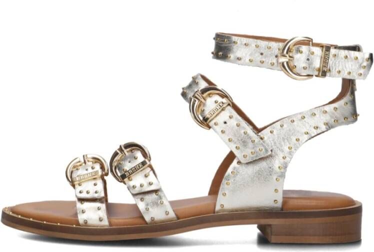 Bronx Gouden Metallic Sandalen met Studs Yellow Dames