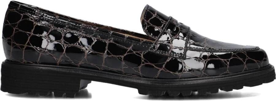 Brunate Croco Instappers Bruin Lakleer Black Dames