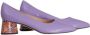 Brunate Paarse Leren Pumps met Kleurrijke Hak Purple Dames - Thumbnail 1