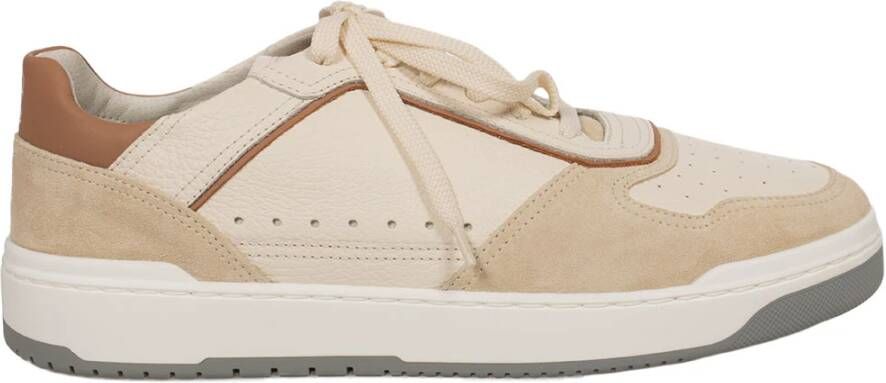 BRUNELLO CUCINELLI Basket Sneakers van Vitello en Suède Beige Heren