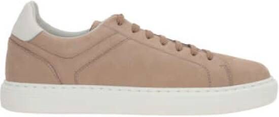 BRUNELLO CUCINELLI Beige Lage Sneakers met leren voering en rubberen zool Beige Heren