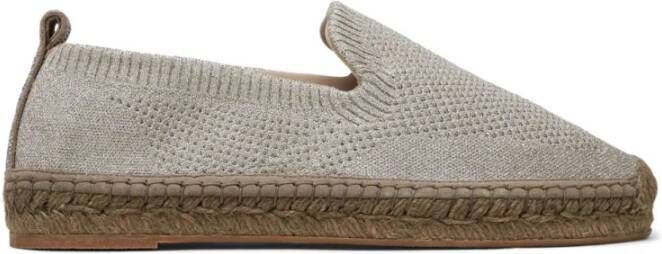 BRUNELLO CUCINELLI Beige Lurex Gebreide Espadrilles Sandalen Gray Dames