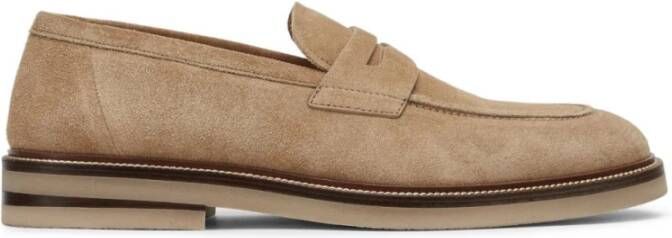 BRUNELLO CUCINELLI Beige Penny Loafers Suède Mocassin Beige Heren